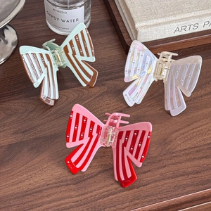 Fashion Butterfly Hair Claw Clip Striped Cellulose Acetate Hairpin Rhinestone Elegant Decorative Hair Accessories Women