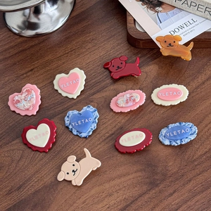 Mignonnes Pinces à Cheveux en Acétate Chien Cœur Nuage pour Femmes Filles Faites à la Main avec Motif Marbre Accessoires