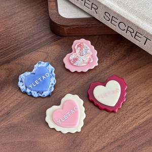 Barrettes à cheveux mignonnes en forme de cœur avec motifs marbrés et texte YLETAO