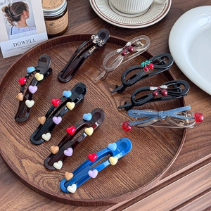 Korean Style Resin Acetate Heart Cherry Hair Clip Elegant Leopard Bow Banana Clip Fashion Hair Accessories For Women