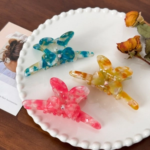 Dreiteiliges Schmetterlings-Haarspangen-Set aus Acetat mit glitzernden Strasssteinen