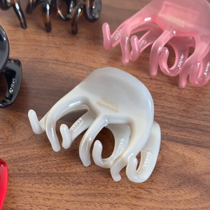 Elegant multi-colored acetate octopus hair claw clips with gold handmade lettering
