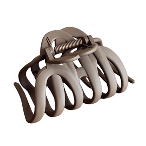 Matte chocolate brown pumpkin hair claw clip for thick hair with large spring grip