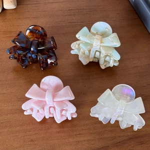 Korean Style Acetate Bowknot Hair Claw Clip Small Elegant Marbling Tortoise Shell Hair Clip For Women Hairstyle Accessory