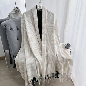 Sciarpa Stampata da Donna Scialle Caldo Ispessito Con Nappine Morbido Avvolgente Effetto Cashmere Autunno Inverno