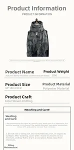 Detailed size specifications for thick winter cashmere-like scarf with tassels