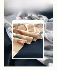 Detail of high-quality imitation cashmere scarf showing soft texture and printed pattern