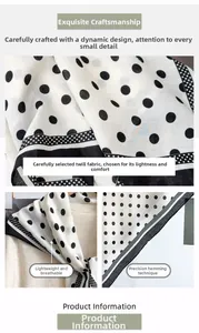 Macro detail of polka dot scarf showing herringbone texture and fine edge stitching