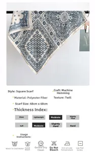 Detailed close-up of paisley pattern polyester square scarf with textured weave