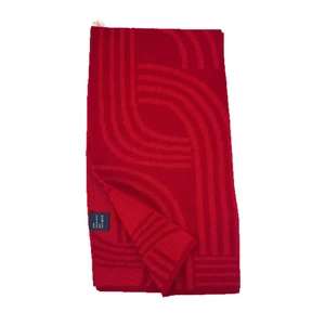 Thick warm red sheep wool scarf with geometric pattern for autumn and winter 180x30cm