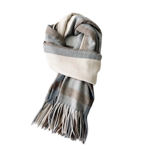Écharpe chaude épaisse à carreaux avec franges douces en beige et marron pour l'hiver
