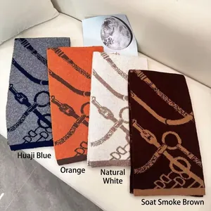 100% Wool Knitted Scarf For Women Classic Snaffle Bit Chain Pattern Thick Warm Winter Neck Wrap Commuter Elegant Scarf