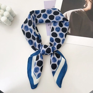 Damen-Seidentuch mit blauem Punktmuster, elegantes dünnes Design und glatte Textur
