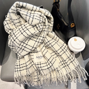 Women's Plaid Scarf Imitation Cashmere Winter Warm Tassel Shawl Wrap Soft Classic Checkered Scarf For Women Daily Accessories