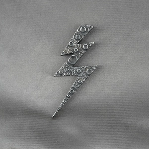 Vintage oxidized lightning bolt necklace pendant with industrial textured metal finish
