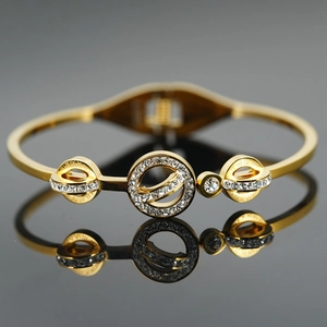 Bracelet Jonc en Acier Titane Plaqué Or pour Femmes Bijoux Minimalistes en Acier Inoxydable Chiffres Romains Zircone