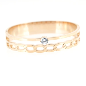 Bracelet double couche en or rose avec zircon étincelant et design de chaîne tissée