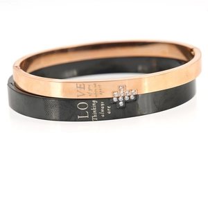 Bracelets de couple Love en acier titane doré rose et noir avec motif de croix chic