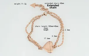 Specifiche dettagliate delle dimensioni per bracciale a doppio strato cuore oro rosa