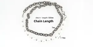 Dettaglio collana mista da 565mm con perle da 7,9mm e maglie in acciaio grigio da 7mm