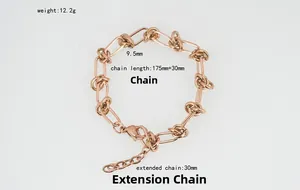 Detailed close-up of rose gold double-layer chain bracelet with concentric knot links