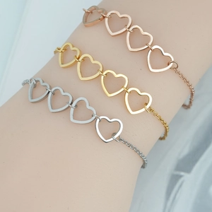 Stainless Steel Hollow Heart Bracelet For Women Elegant Adjustable Extension Chain Minimalist Sweet Jewelry Gift For Her