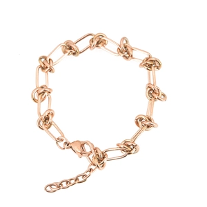 Minimalist double layer rose gold titanium steel knot bracelet with adjustable chain