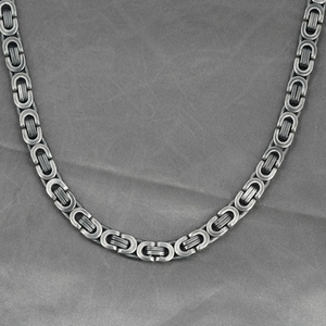 Men's vintage Byzantine chain necklace made of durable stainless steel with antique finish