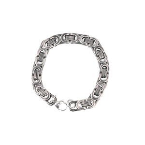 Mens vintage Byzantine chain necklace in antique silver steel with lobster clasp closure
