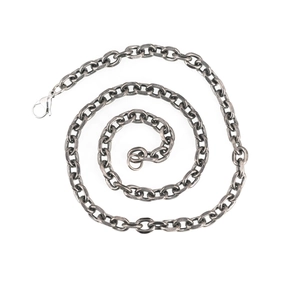 Vintage silver industrial steel Cuban chain necklace with lobster clasp in spiral layout