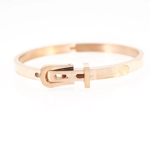 Bracelet ceinture minimaliste en acier inoxydable rose doré avec finition polie pour femme