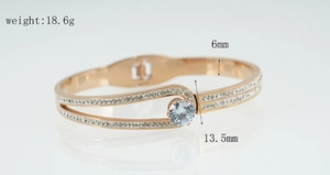 Detail shot of rose gold titanium steel bangle with weight of 18.6g and 6mm width