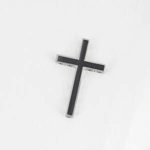 Pendente croce minimalista in acciaio inossidabile nero con bordi argento per uomo e donna
