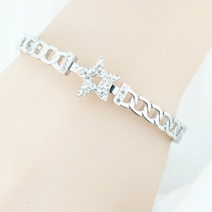 Titanium steel bracelet with star charm encrusted with rhinestones for a sparkling look
