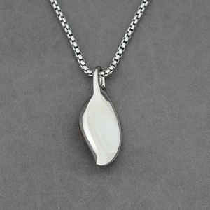 Polished silver tiger eye stone necklace with a sleek streamlined steel pendant for women