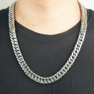 Polished Titanium Steel Cuban Link Chain For Men Hip Hop Style Thick Heavy Metal Necklace Durable Fashion Jewelry Gift Accessory