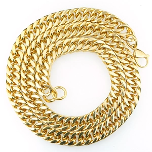 Collier chaîne gourmette pour homme en acier inoxydable doré avec fermoir mousqueton
