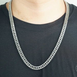Polished silver Cuban link chain necklace for men made of durable stainless steel