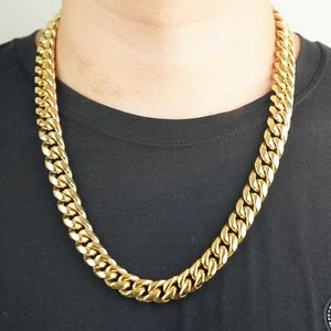 Grosse chaîne gourmette homme en acier inoxydable doré au style hip hop moderne