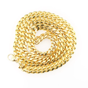 Collier chaîne cubaine pour homme en acier inoxydable plaqué or avec fermoir mousqueton