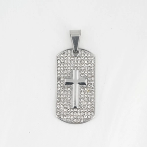 Hip-hop zilverkleurige kruishanger met glanzende strass-steentjes voor dames en heren