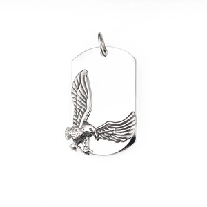 Colgante de águila plateada en collar de placa militar para hombre estilo hip hop
