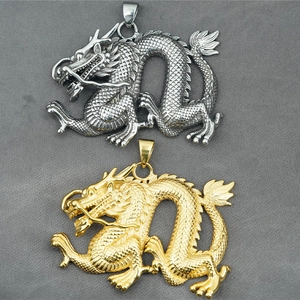 Retro Hip-Hop-Stil Edelstahl Drachenhalskette in Gold- und Silberoptik für Herren