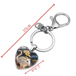 Creative heart zodiac mouse keychain with lobster clasp and metal ring, 10cm total length