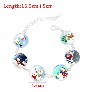 Bracelet de Noël avec pendentifs en verre Père Noël et chaîne argentée ajustable