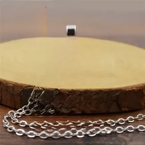 Collier à pendentif rond lumineux avec chaîne argentée et effet phosphorescent vert