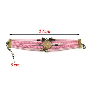 Pink bohemian layered bracelet featuring Mayan calendar charm and infinity symbol