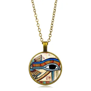 Collana con ciondolo Occhio di Horus in bronzo vintage con colorato totem egiziano