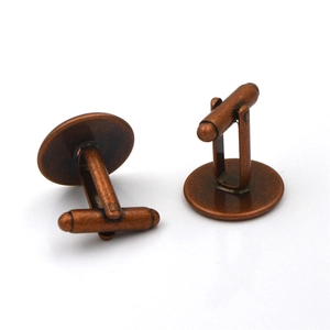 Vintage bronze camera lens cufflinks for men with classic round base and bullet back closure