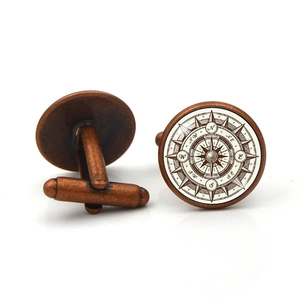 Vintage Alloy Glass Compass Cufflinks Retro Nautical Navigator Round Cufflinks For Men Women Business Shirt Suit Jewelry Gift
